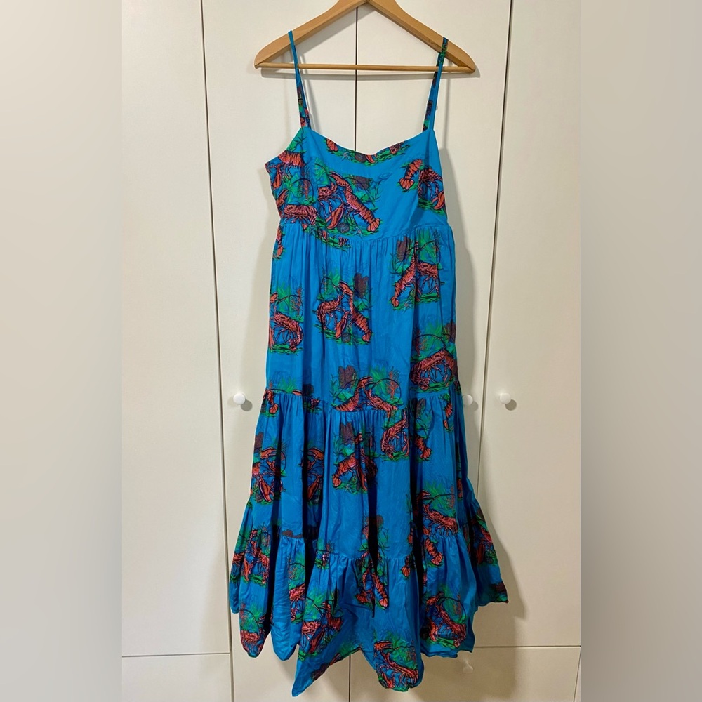 J. Crew Turquoise Floral Tiered Maxi Dress - Picture 3 of 7